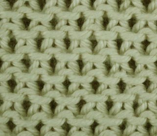 Eyelet Moss Stitch - Wrong Side Stitch Sample